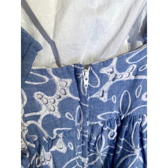 Lilly Pulitzer Tide Blue Hollar for a Dollar Eyelet Linen Preppy Mini Dress - Picture 5 of 11